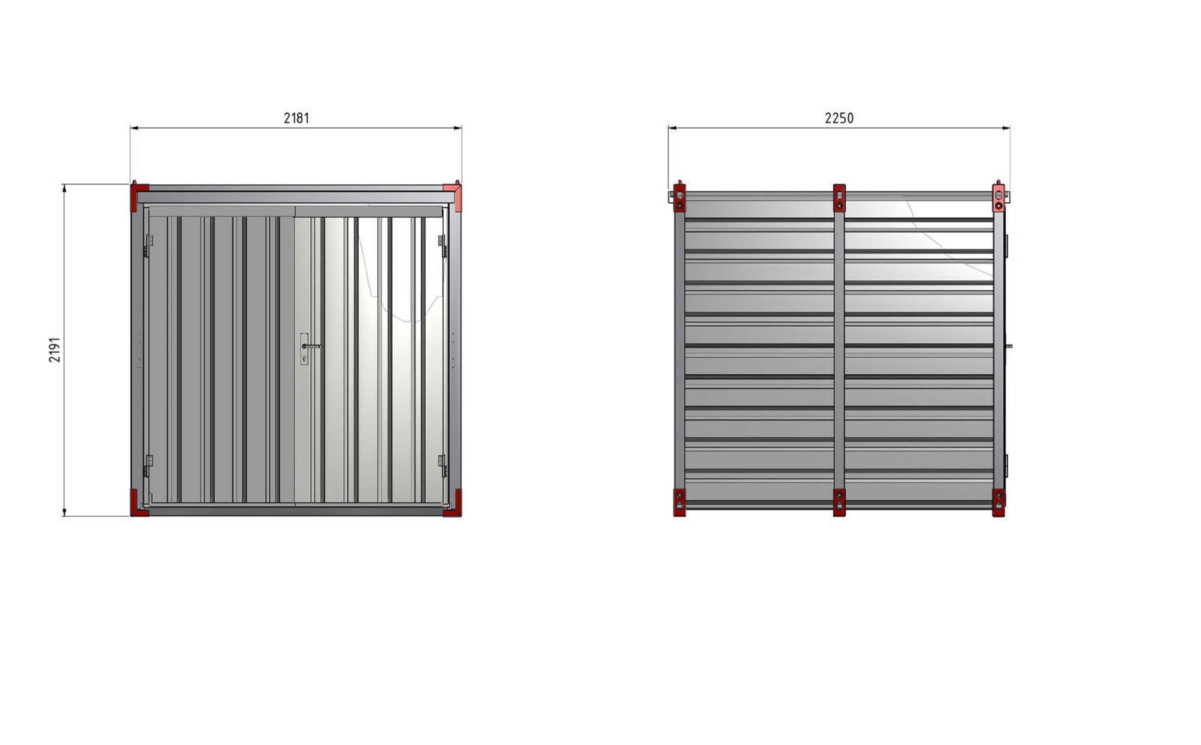 TÜV KOVOBEL - Lagercontainer - Schnellbaucontainer 2,25m-2,00m 
