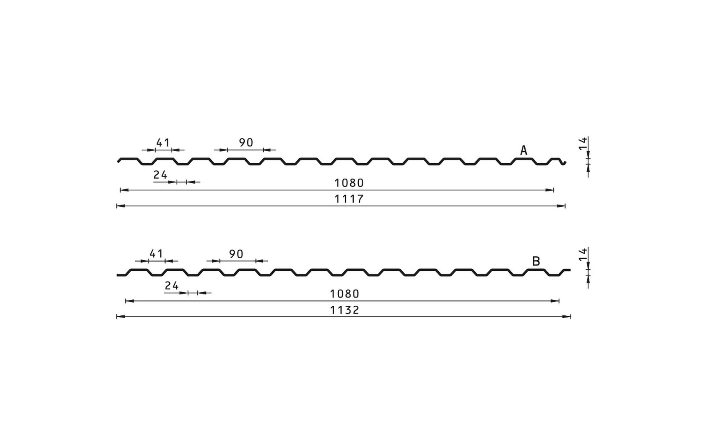 Budmat - Trapezblech TRB-14/1080 0.7 mm Dachprofil (A) POLYESTER GLANZ Grün 6020