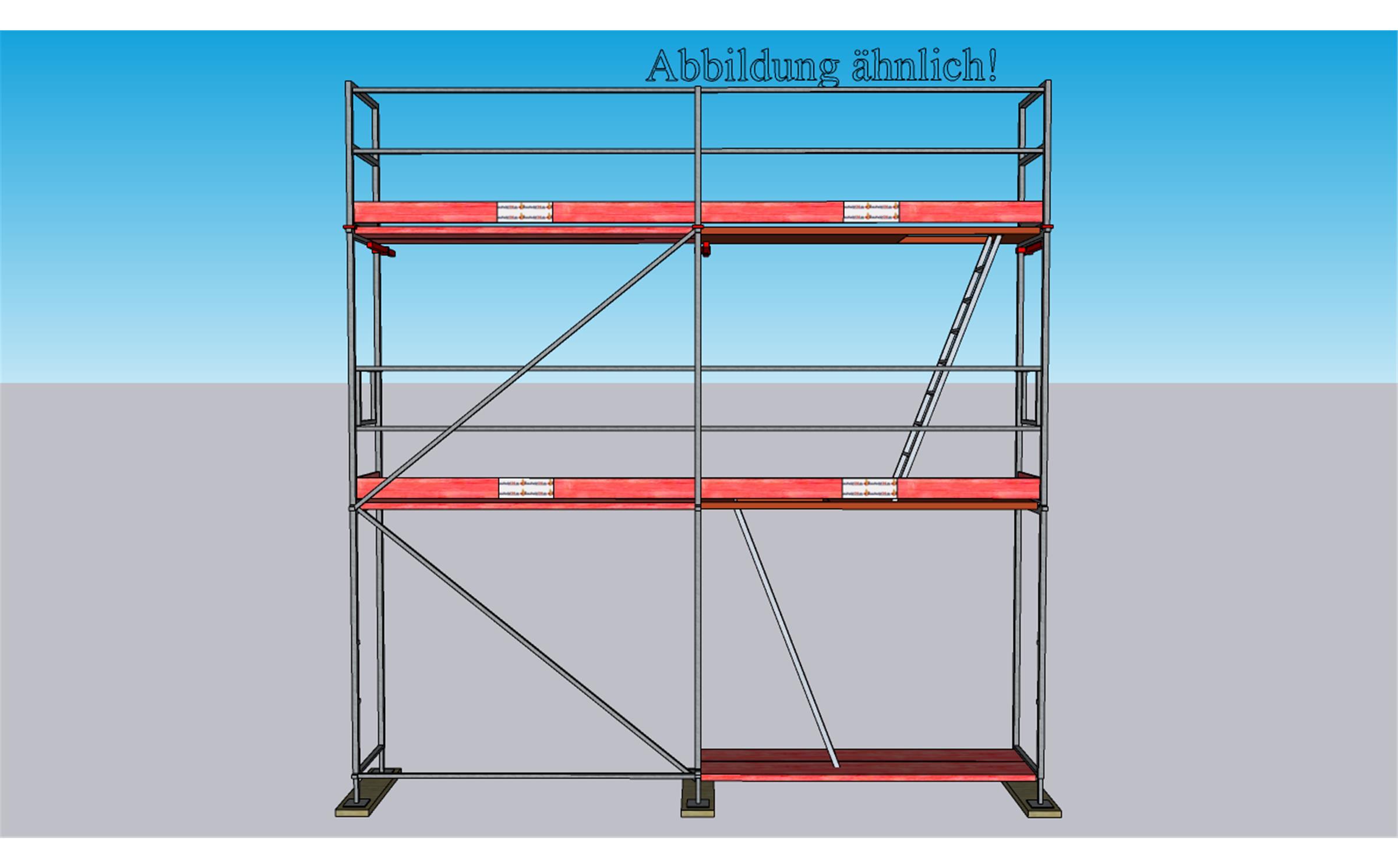 Komplettpaket - Feldlänge 3,07m - Länge 6,14m - Arbeitshöhe 6,30m für Uni-Connect Gerüst