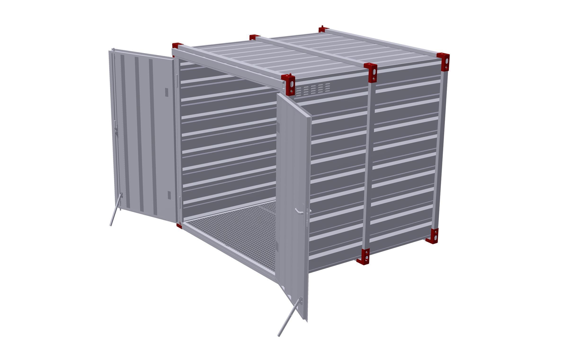 TÜV KOVOBEL - Sicherheitscontainer mit Gitterrostboden/Auffangwanne 2,25m