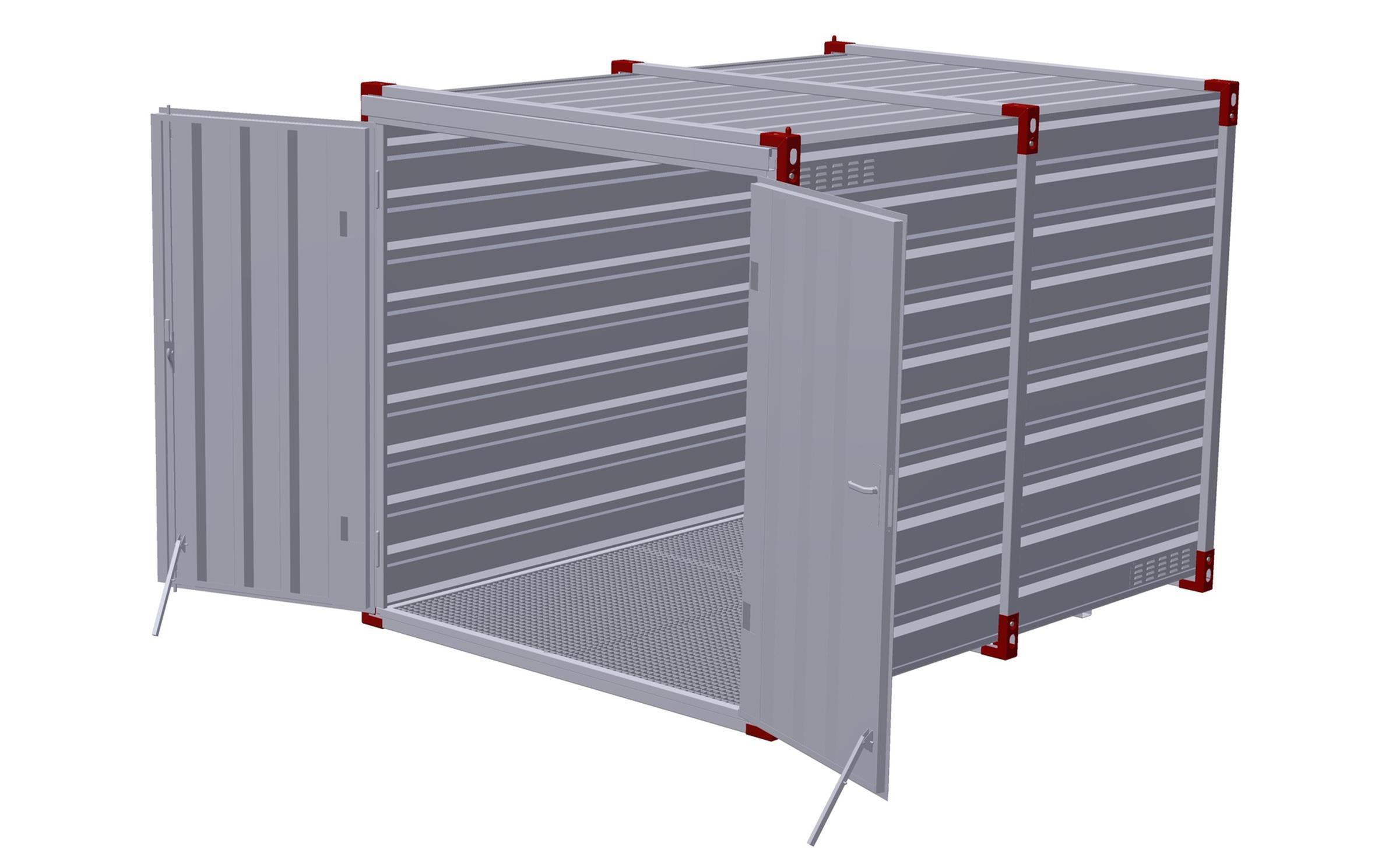 TÜV KOVOBEL - Sicherheitscontainer mit Gitterrostboden/Auffangwanne 3,00m