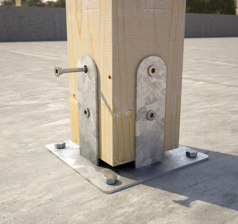 Pfostenträger offen mit Flansch - F51180