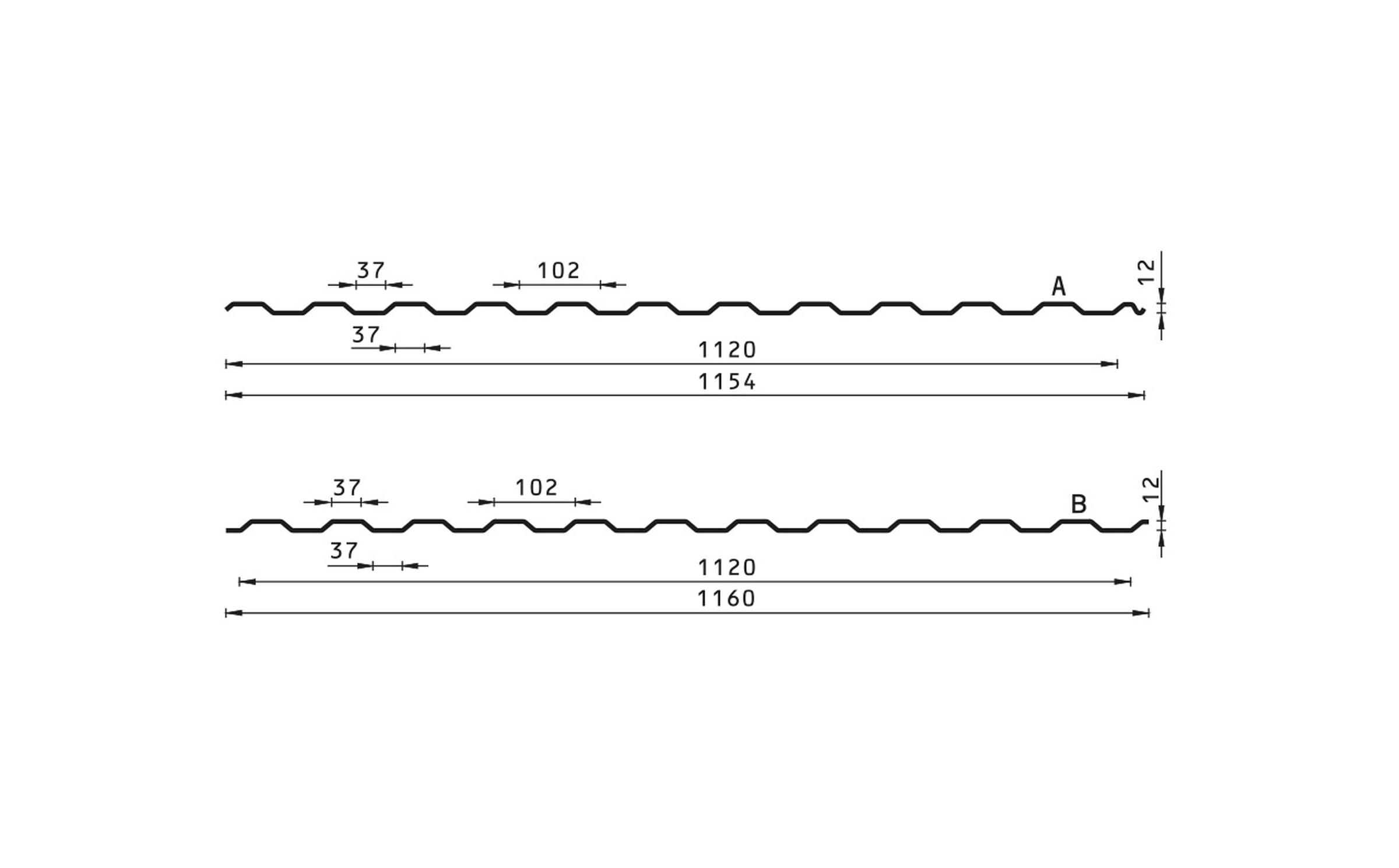 Budmat - Trapezblech TRB-12/1120 0.7 mm Dachprofil (A) POLYESTER GLANZ Dunkle Kirschfarbe 3005